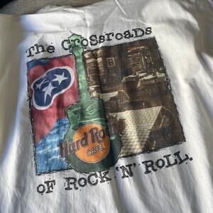 HARD ROCK Nashville TN White Short Sleeve Vintage Tee‎ Country Y2K Heavy Tee XL